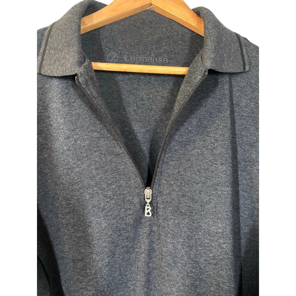 Men's Bogner Lufthansa First Class Quarter Zip Long Sleeve Shirt XL Gray Luxury - Picture 8 of 8